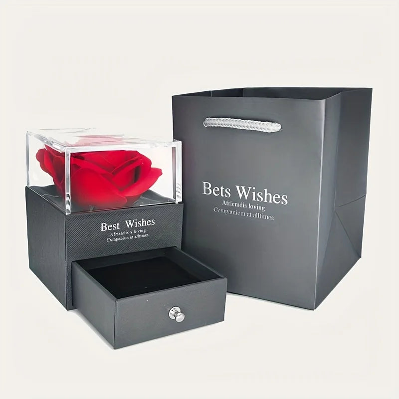 Wieczna Róża z Naszyjnikiem i Pudełkiem